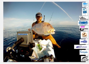 Pesca de dentones en kayak con buen tiempo