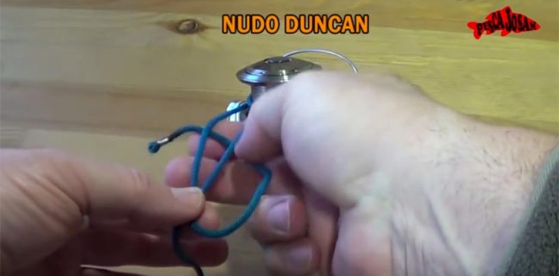 Llenar de hilo o sedal un carrete atándolo con el nudo duncan