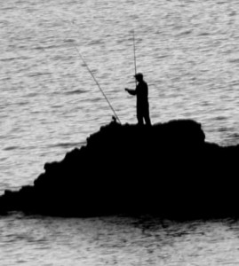 Pescador y la naturaleza